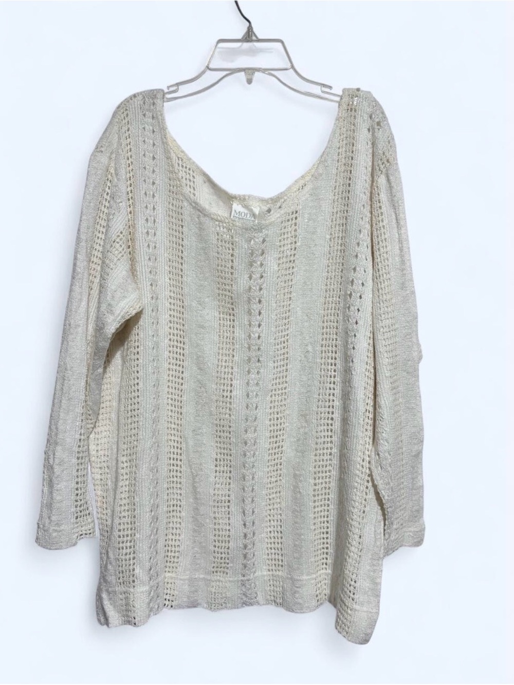 Moda International Cream Open-Knit Lightweight Sweater Top